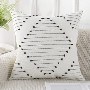 Set of 2, Boho Cream and Black Pillow covers - 18" x 18"